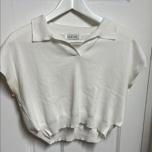 Women's White Polo Top